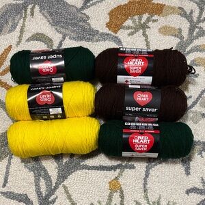 Red Heart Super Saver Yarn Bundle for sunflower crochet